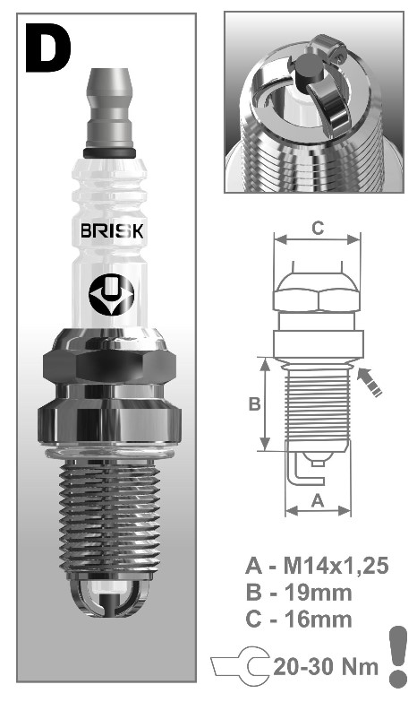 Свеча зажигания - Brisk DR17TC1