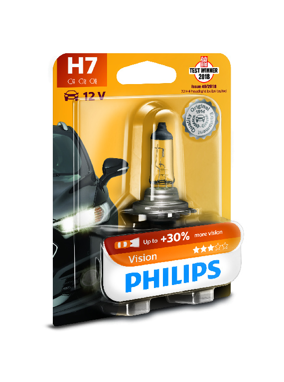 Лампа H7 Vision +30% 12V 55W PX26d B1 Philips                12972PRB1
