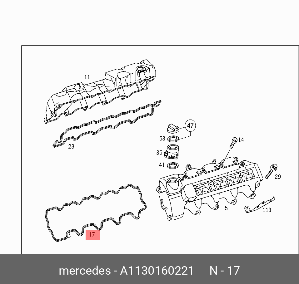 Прокладка левой клапанной крышки - Mercedes A1130160221