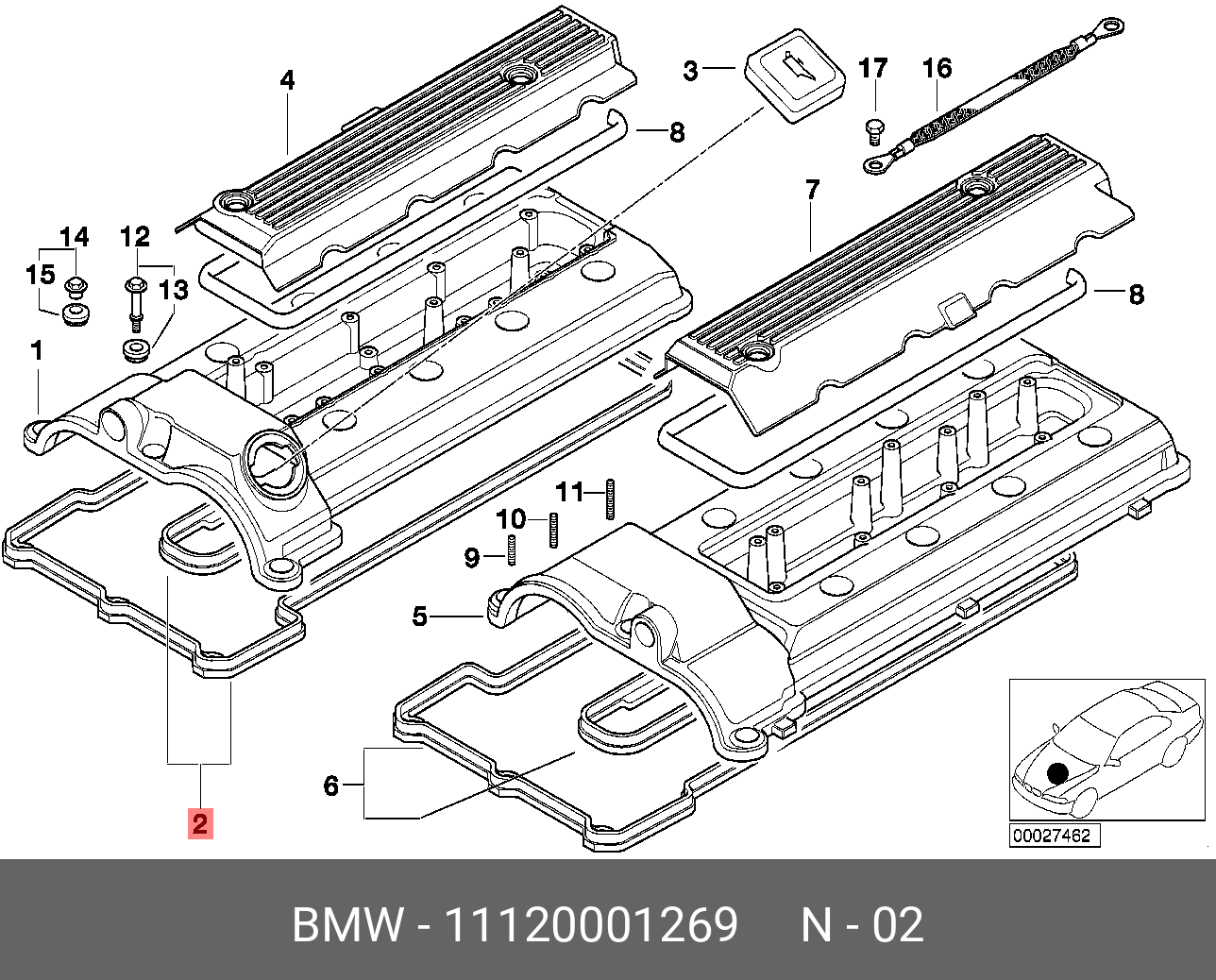 Прокладка крышки клапанов - BMW 11 12 0 001 269