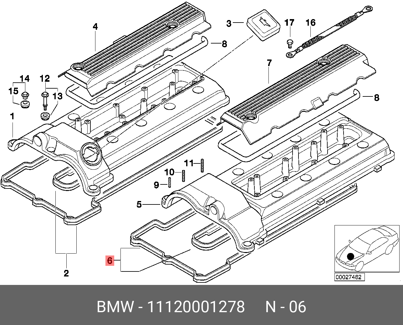 Прокладка крышки клапанов - BMW 11 12 0 001 278