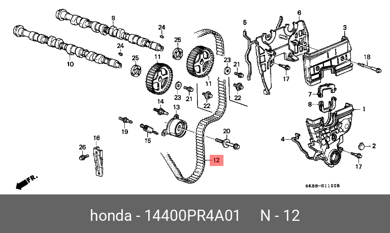 Ремень ГРМ - Honda 14400-PR4-A01