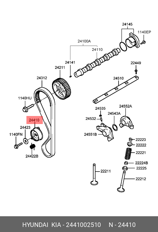 Ролик натяжной ГРМ - Hyundai/Kia 2441002510