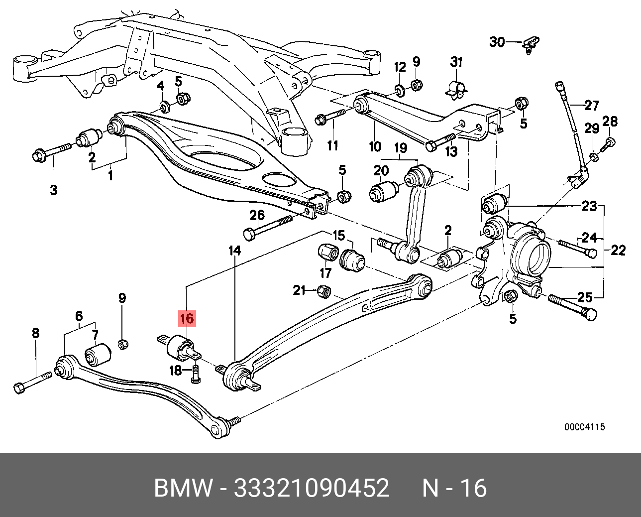 Сайлентблок рычага подвески - BMW 33 32 1 090 452