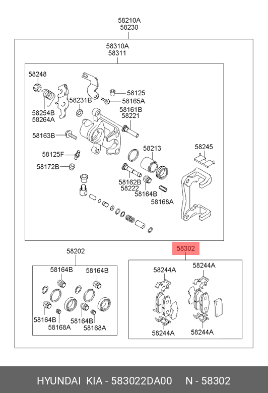 Колодки тормозные задние hyundai Elantra III (00-06) - Hyundai/Kia 583022DA00