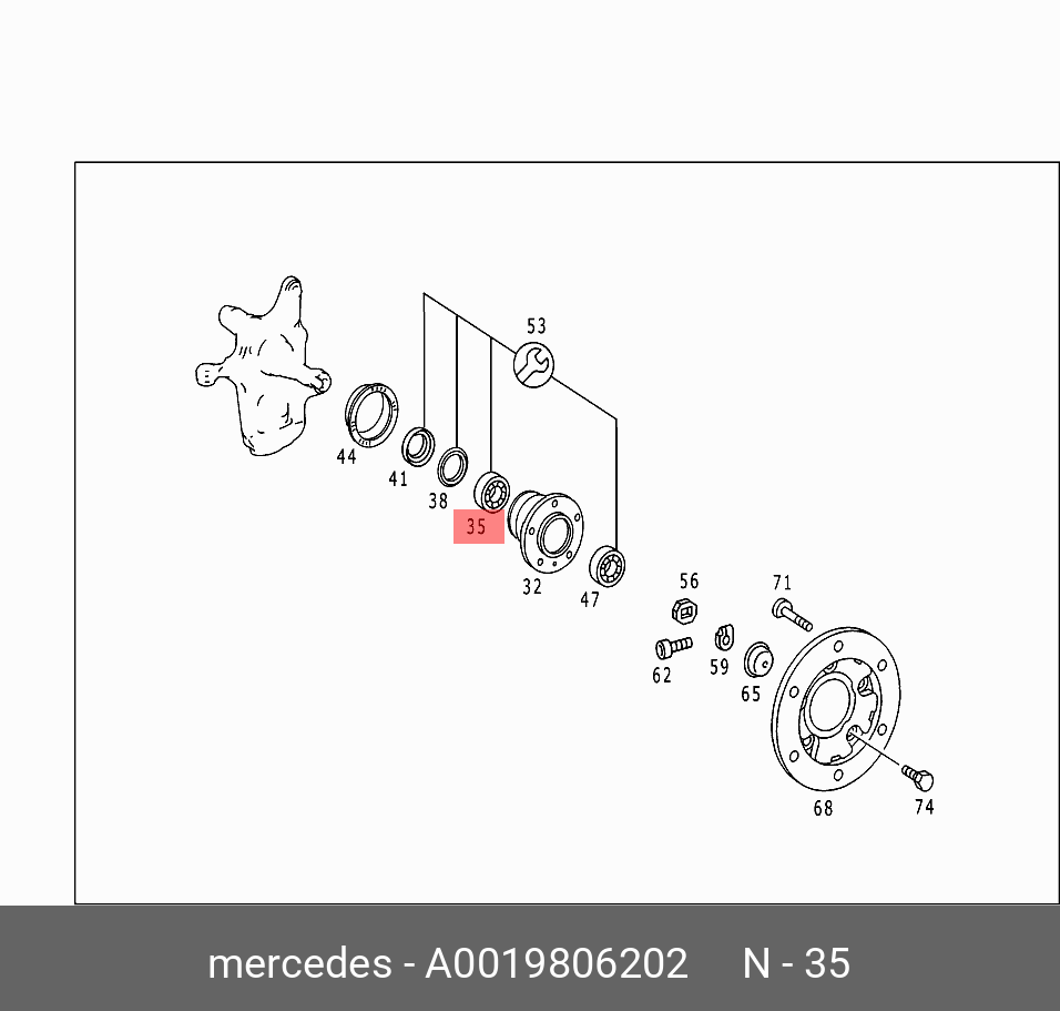 Подшипник ступицы колеса | перед | - Mercedes A0019806202