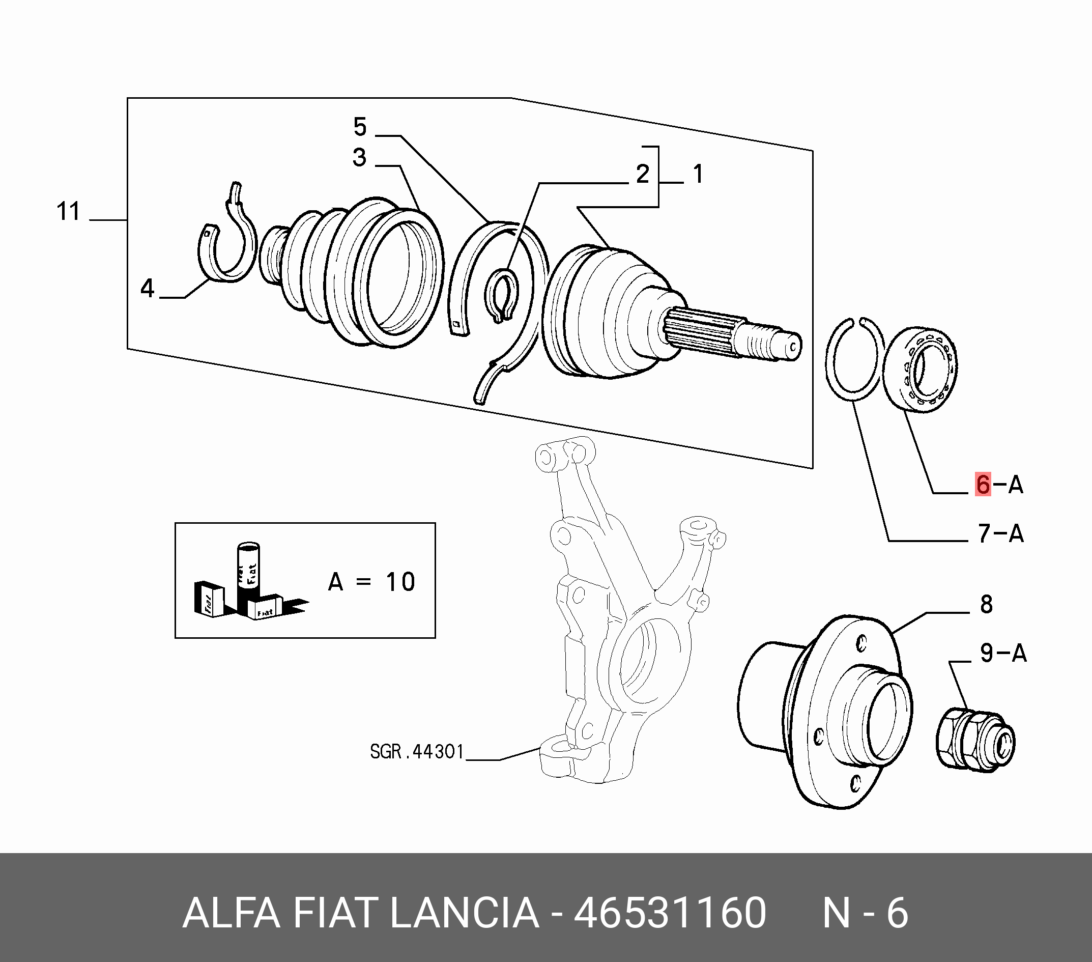 Подшипник ступицы колеса  | перед | - Fiat/Alfa/Lancia 46531160