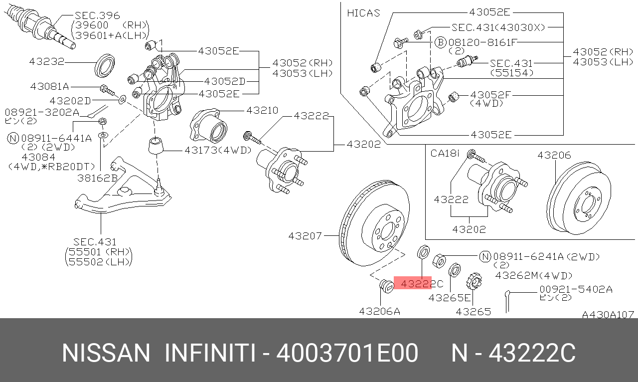 Комплект подшипника ступицы колеса - Nissan 40037-01E00