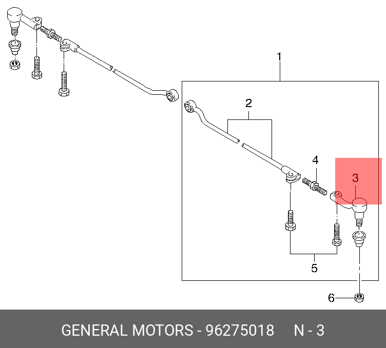 Наконечник рулевой тяги  - GM 96275018