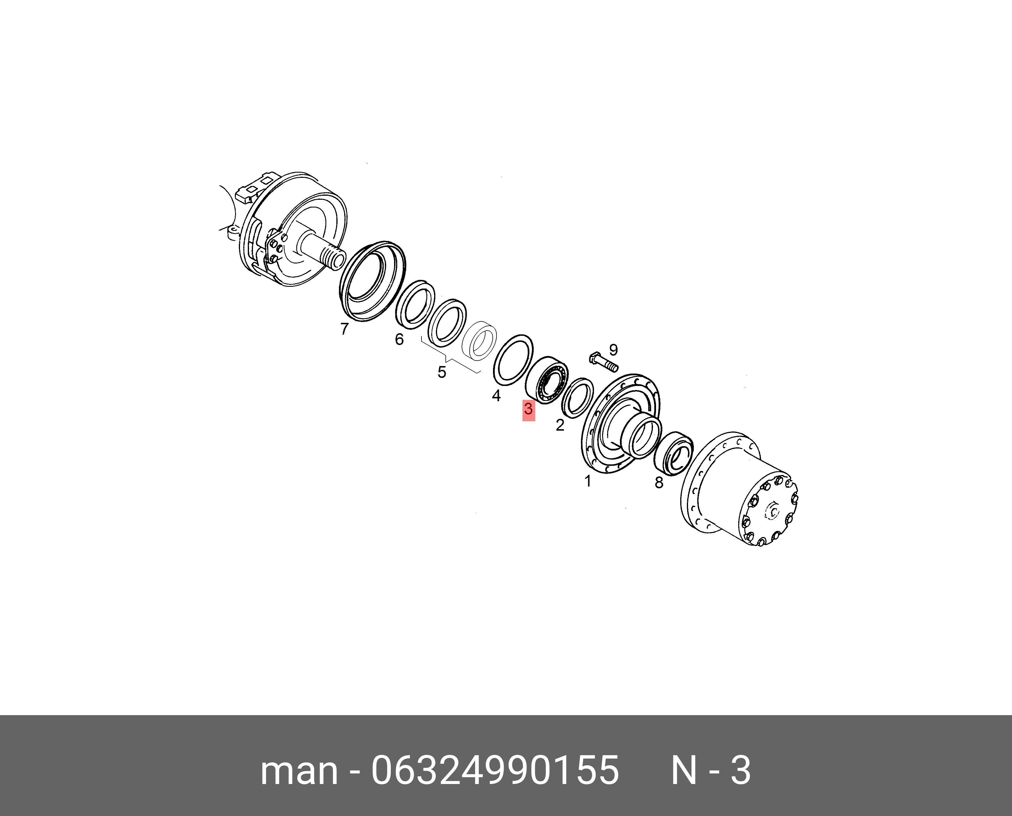 Подшипник ступицы колеса | зад | - MAN 06324990155