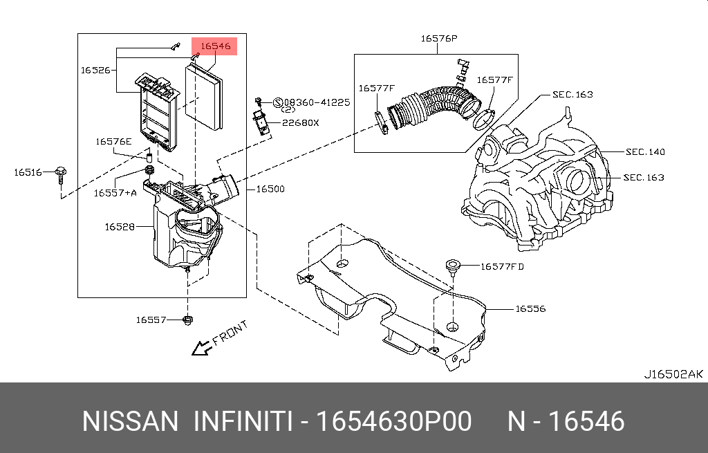 Фильтр воздушный - Nissan 16546-30P00