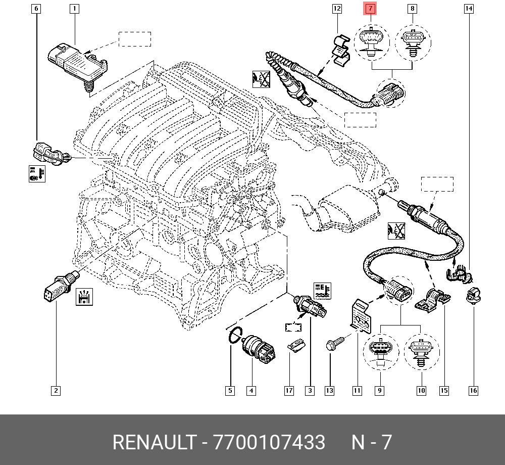 Датчик кислородный  - Renault 7700107433