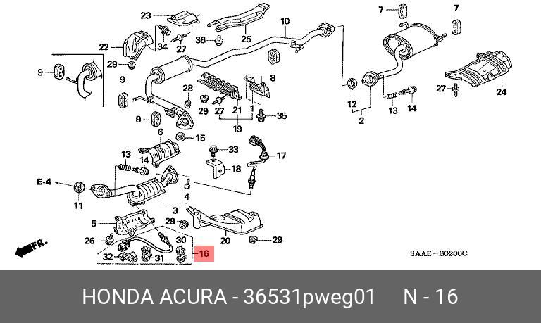 Датчик кислородный  - Honda 36531-PWE-G01
