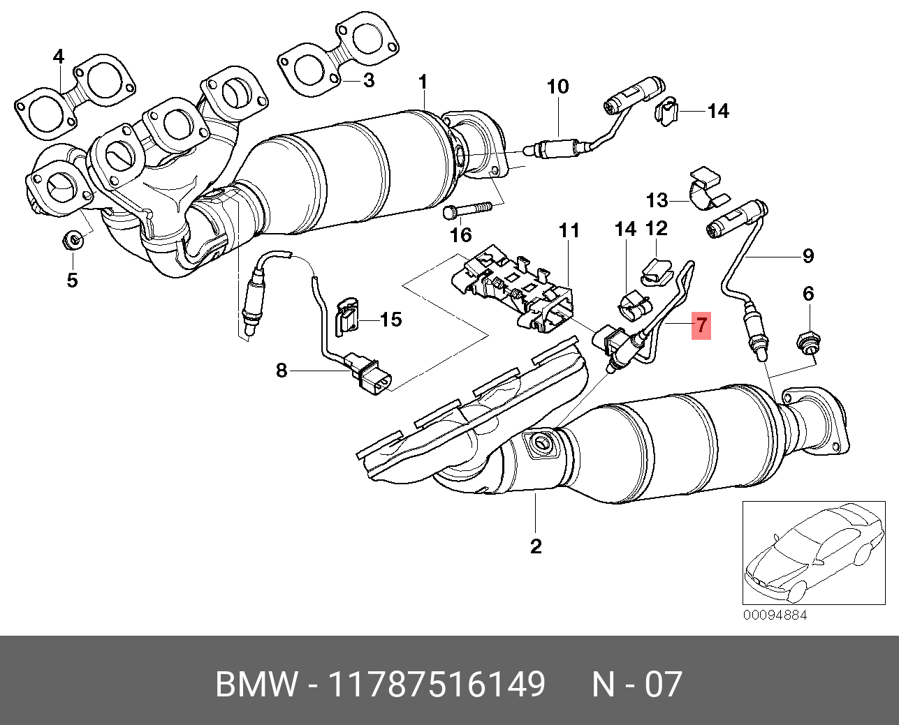 Датчик кислородный  - BMW 11 78 7 516 149