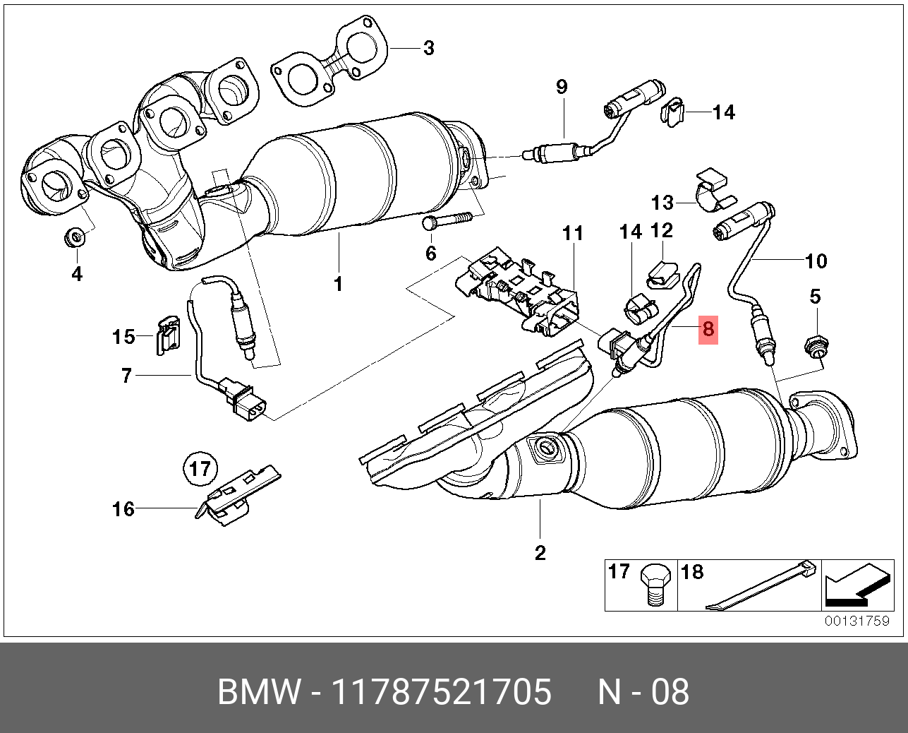 Датчик кислородный  - BMW 11 78 7 521 705