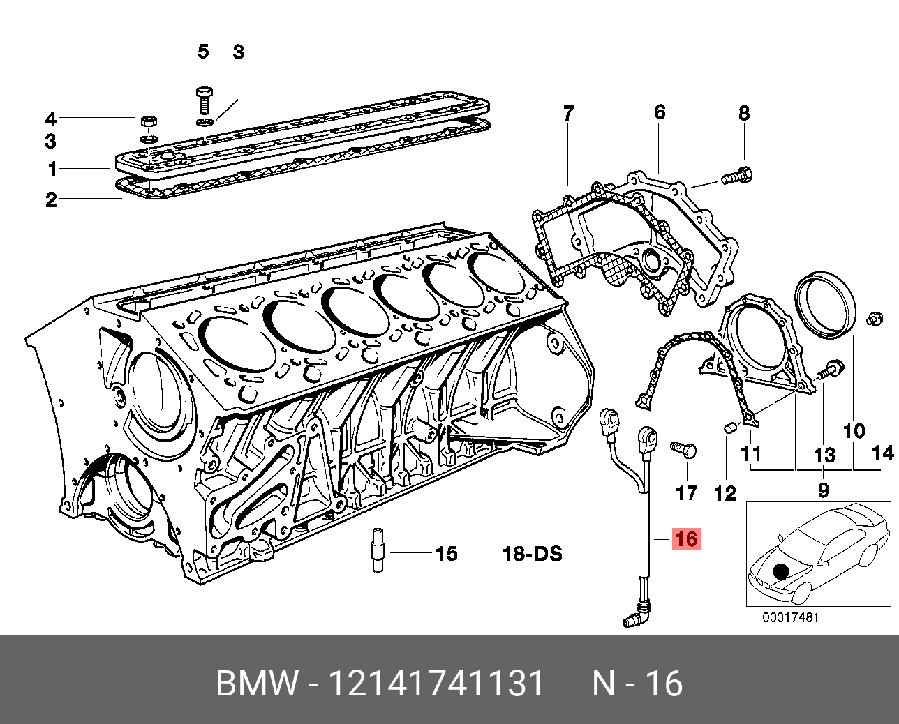 Датчик детонации - BMW 12 14 1 741 131