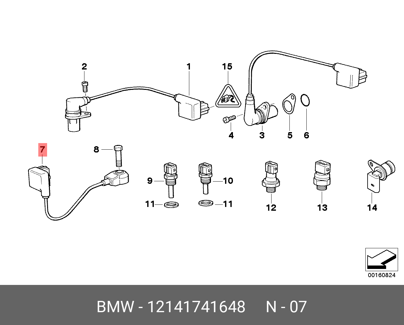 Датчик детонации - BMW 12 14 1 741 648