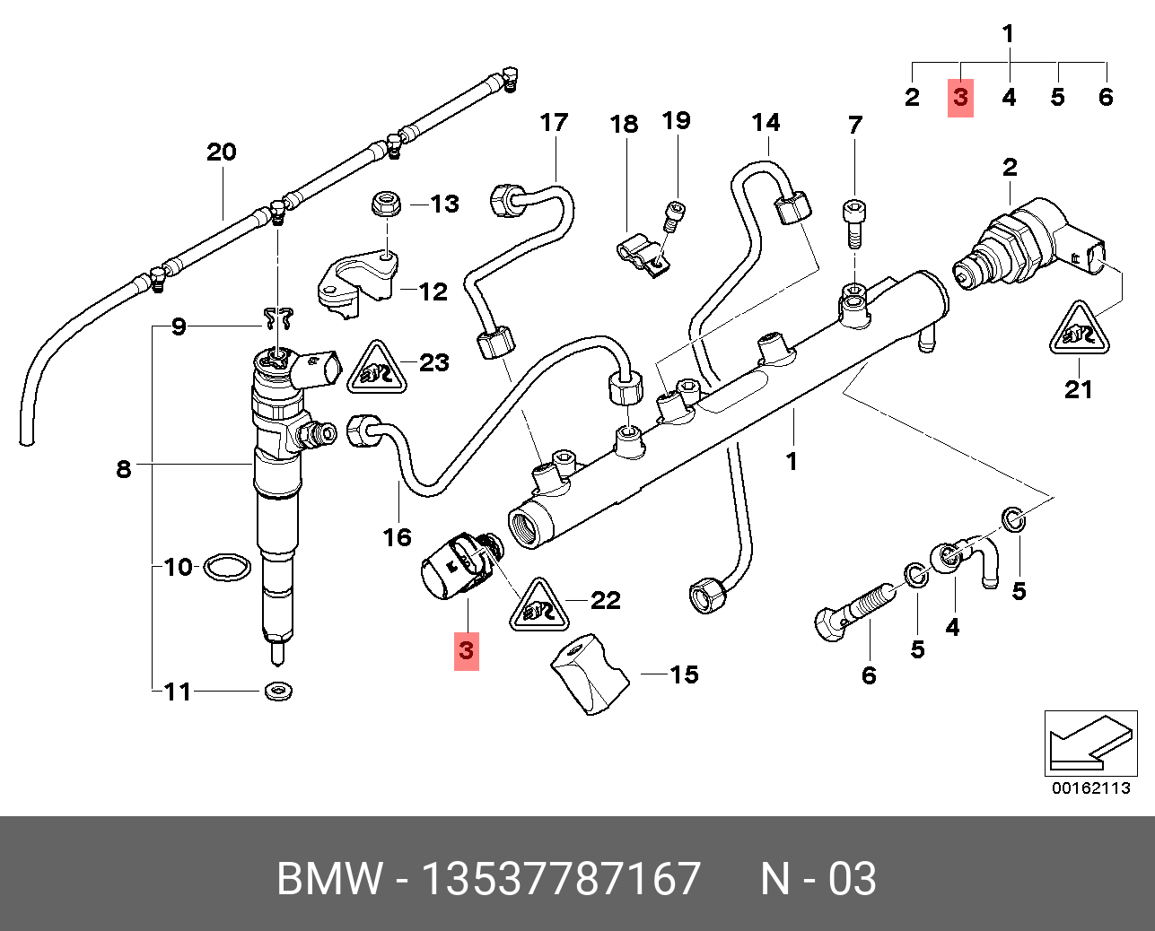 Датчик давления подачи топлива - BMW 13 53 7 787 167