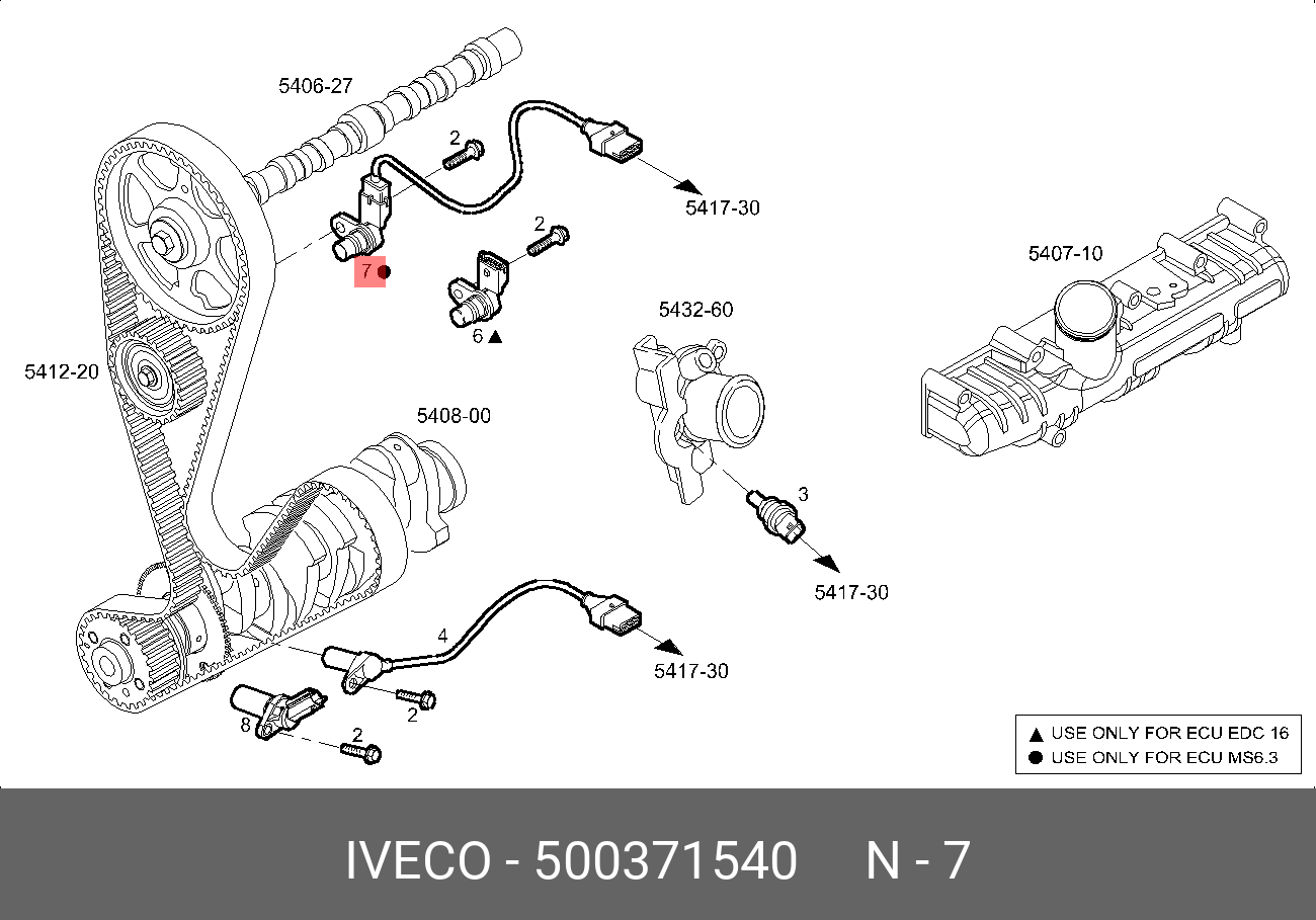 Датчик положения коленчатого вала - Iveco 500371540