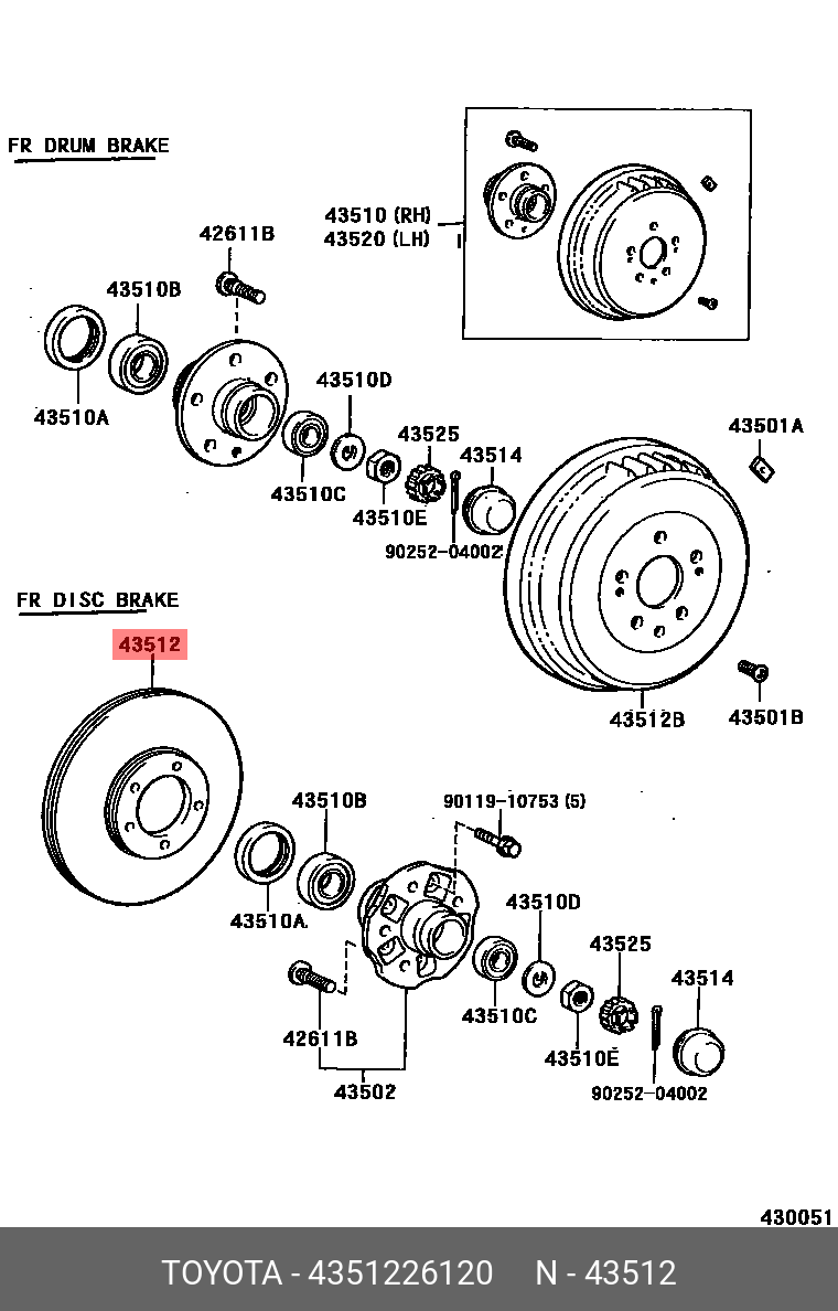 Диск тормозной | перед | - Toyota 43512-26120