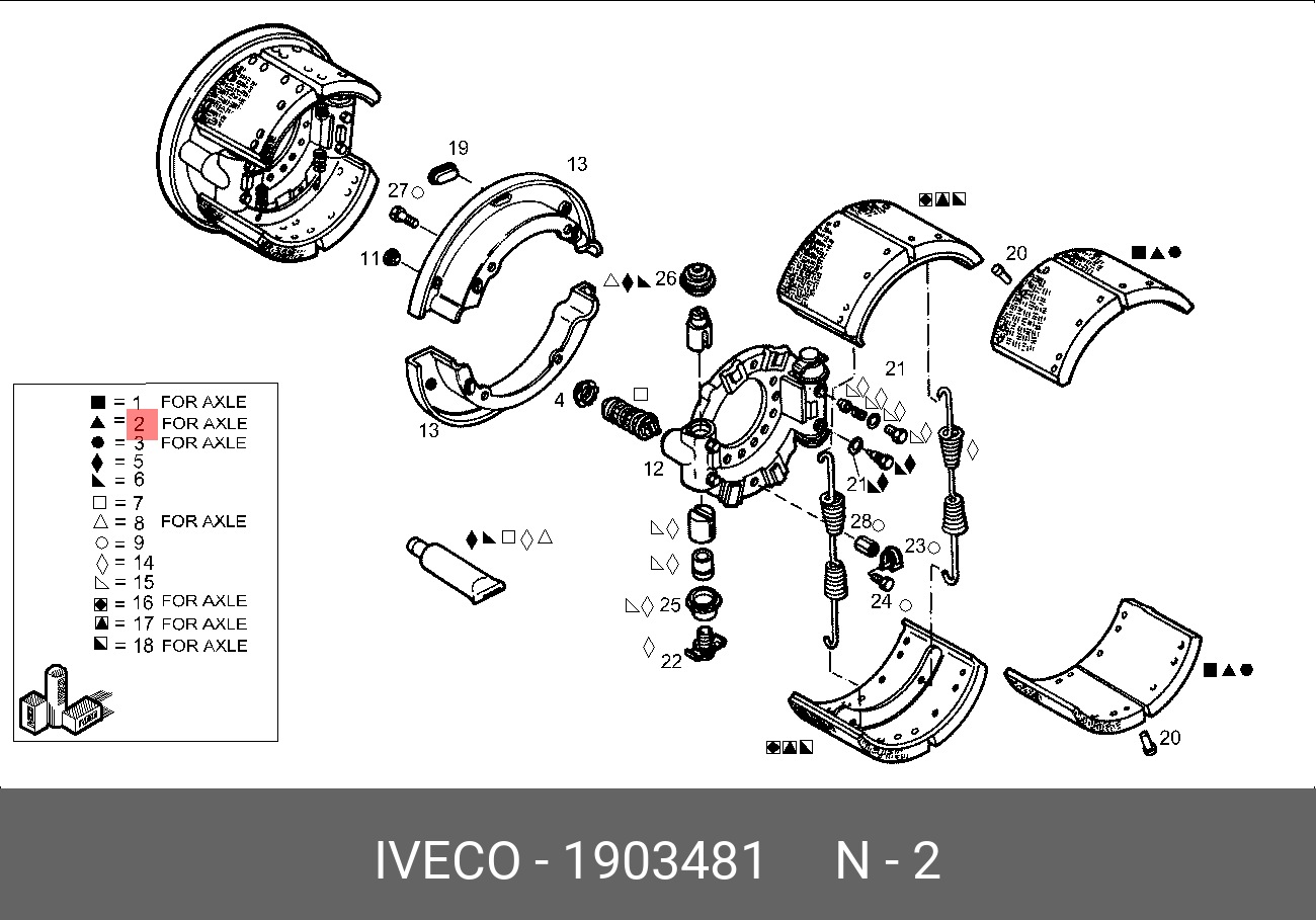 Колодки тормозные барабанные - Iveco 1903481