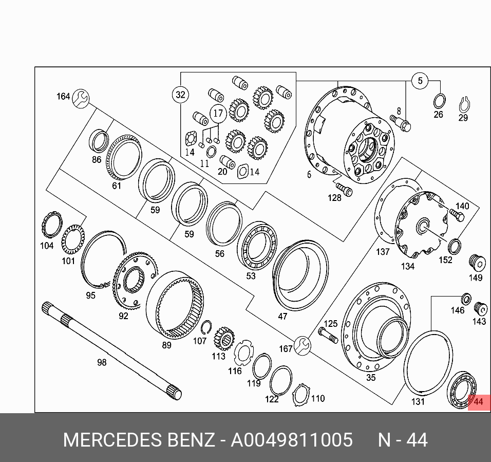 Подшипник ступицы колеса - Mercedes A0049811005