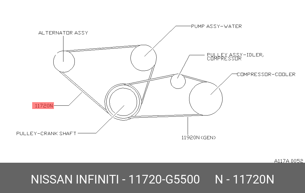 Ремень клиновой - Nissan 11720G5500