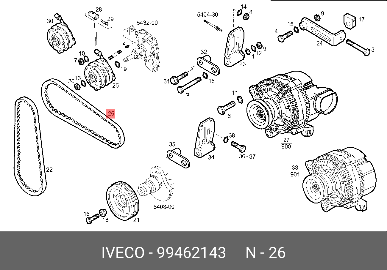 Ремень клиновой - Iveco 99462143