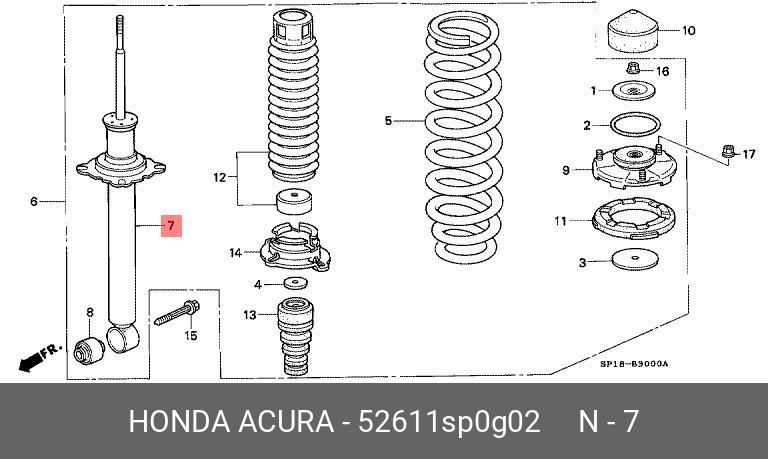 Амортизатор | зад прав/лев | - Honda 52611-SP0-G02