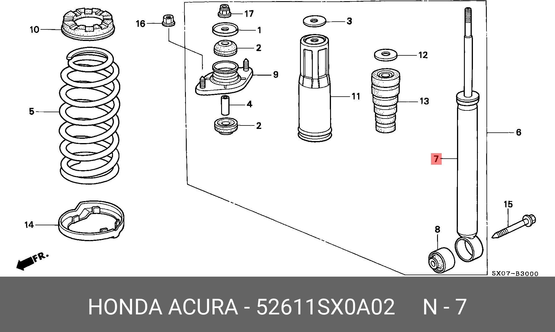 Амортизатор | зад прав/лев | - Honda 52611-SX0-A02