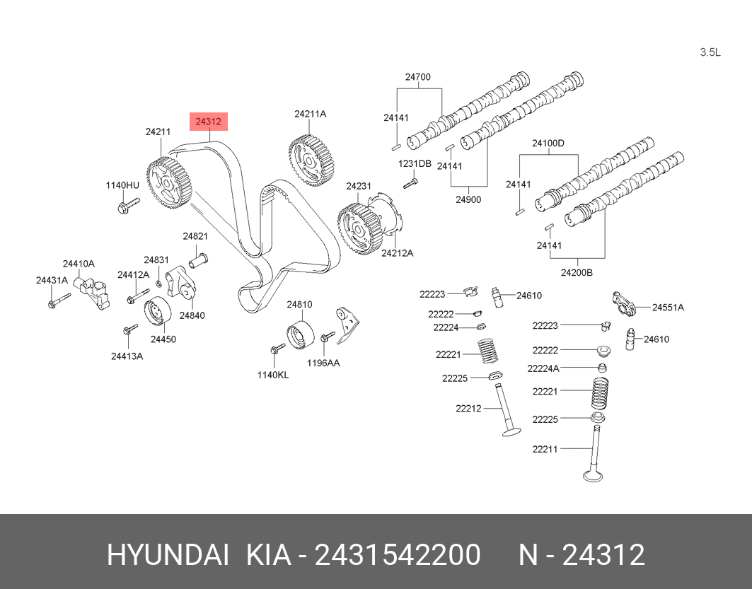 Ремень ГРМ hyundai Starex - Hyundai/Kia 24315-42200