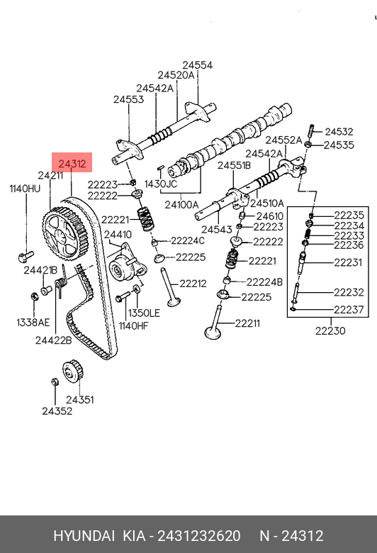Ремень ГРМ - Hyundai/Kia 2431232620