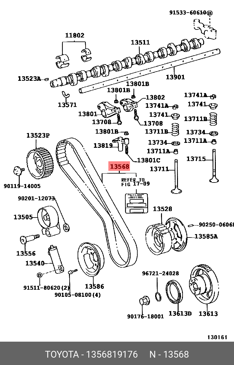 Ремень ГРМ - Toyota 13568-19176