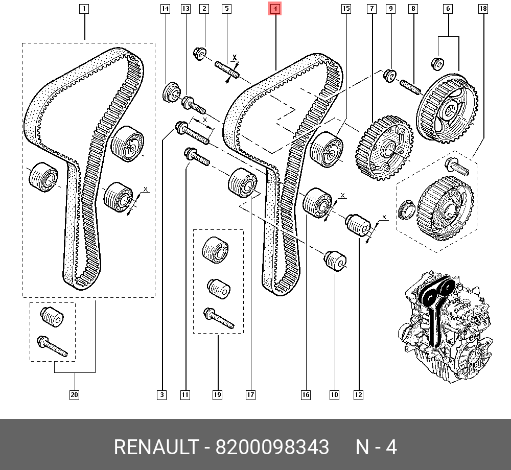 Ремень ГРМ - Renault 8200098343