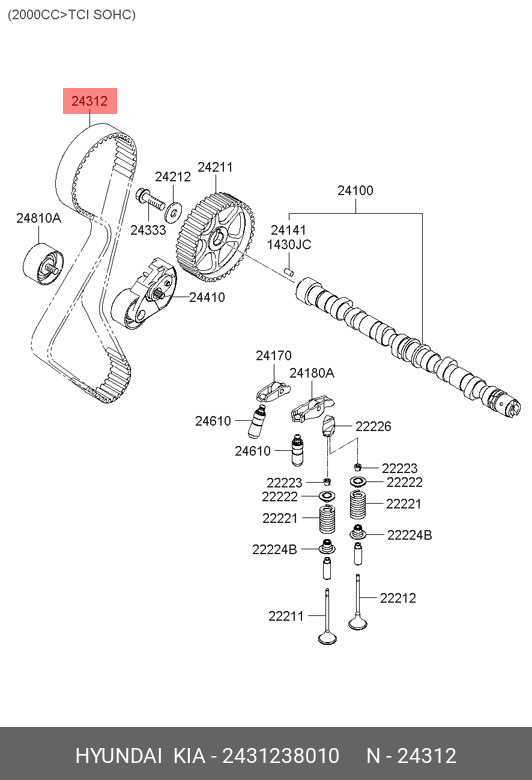 Ремень ГРМ - Hyundai/Kia 2431238010