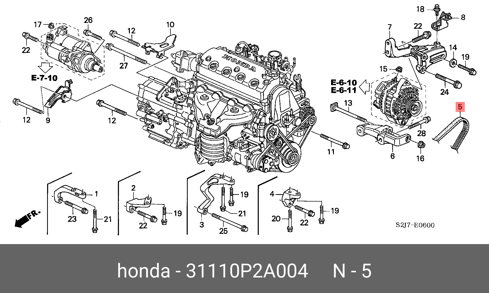 Ремень поликлиновый 4pk800 - Honda 31110-P2A-004