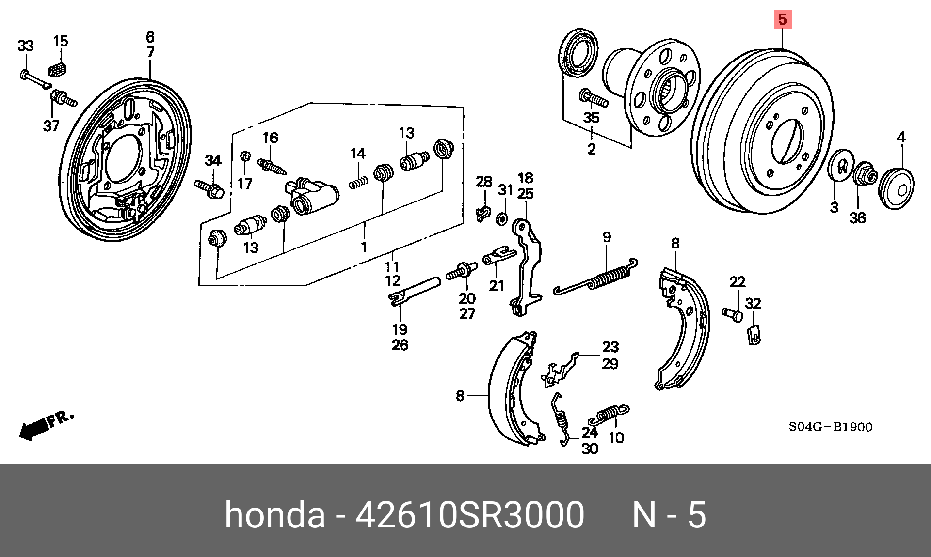 Барабан тормозной  - Honda 42610-SR3-000