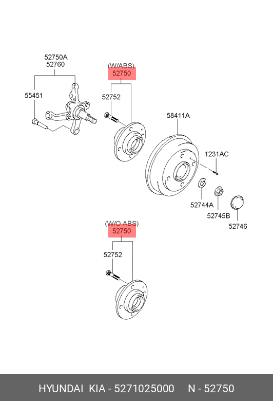 Ступица в сборе - Hyundai/Kia 5271025000