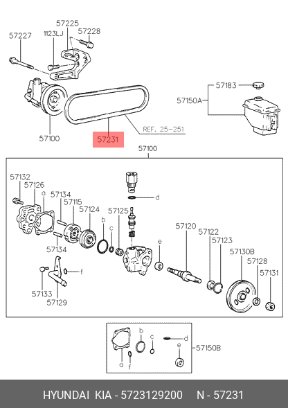 Приводной ремень l=62см - Hyundai/Kia 5723129200