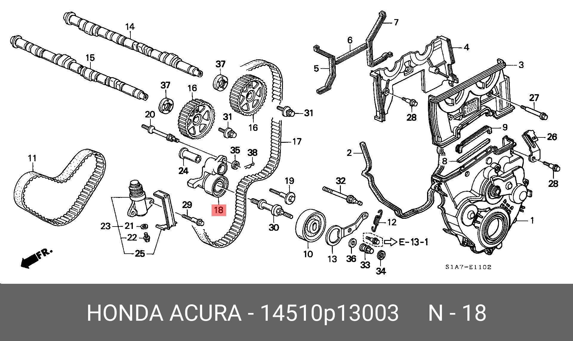 Ролик натяжной ГРМ - Honda 14510-P13-003