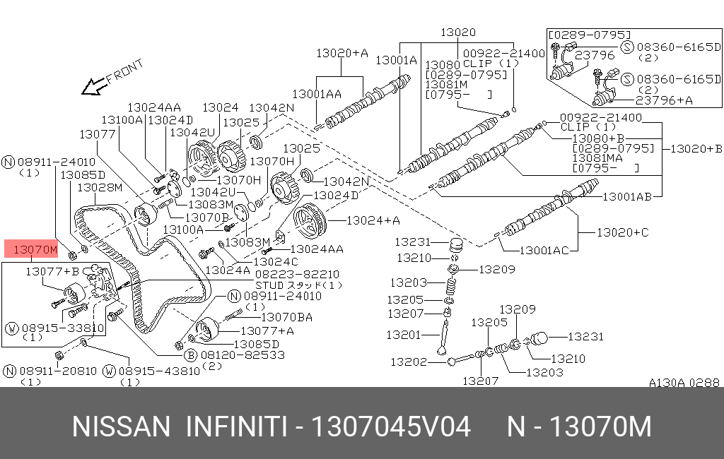 Промежуточный ролик ремня ГРМ - Nissan 13070-45V04