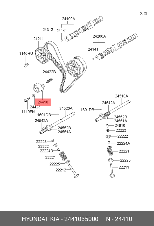 Ролик натяжной ГРМ - Hyundai/Kia 2441035000