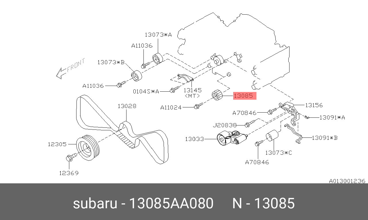Ролик обводной ремня ГРМ - Subaru 13085AA080
