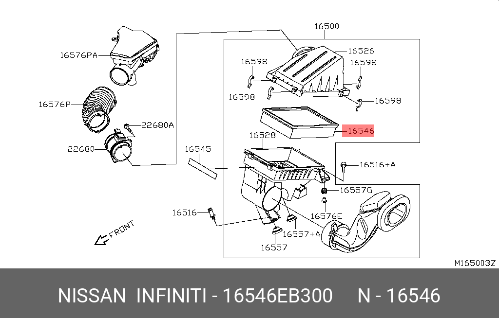 Фильтр воздушный - Nissan 16546-EB300