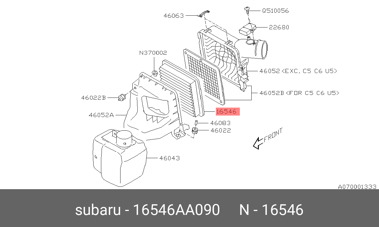Фильтр воздушный - Subaru 16546-AA090