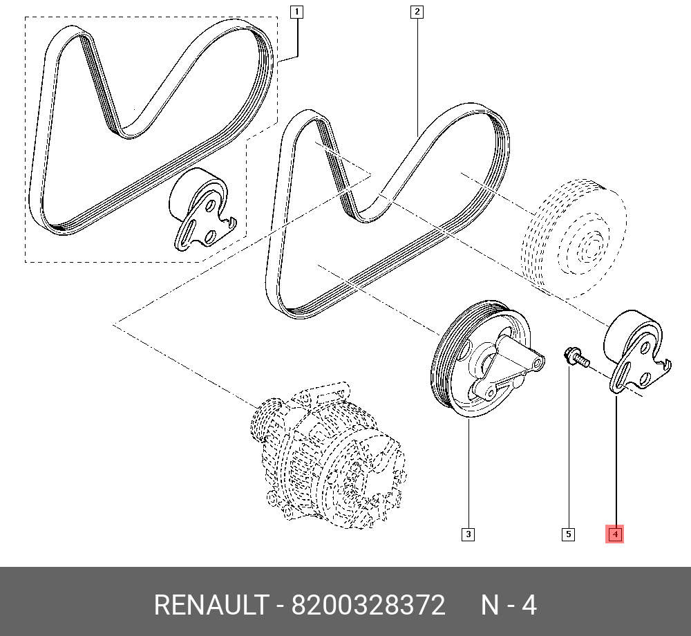 Ролик натяжной навесного оборудования - Renault 8200328372