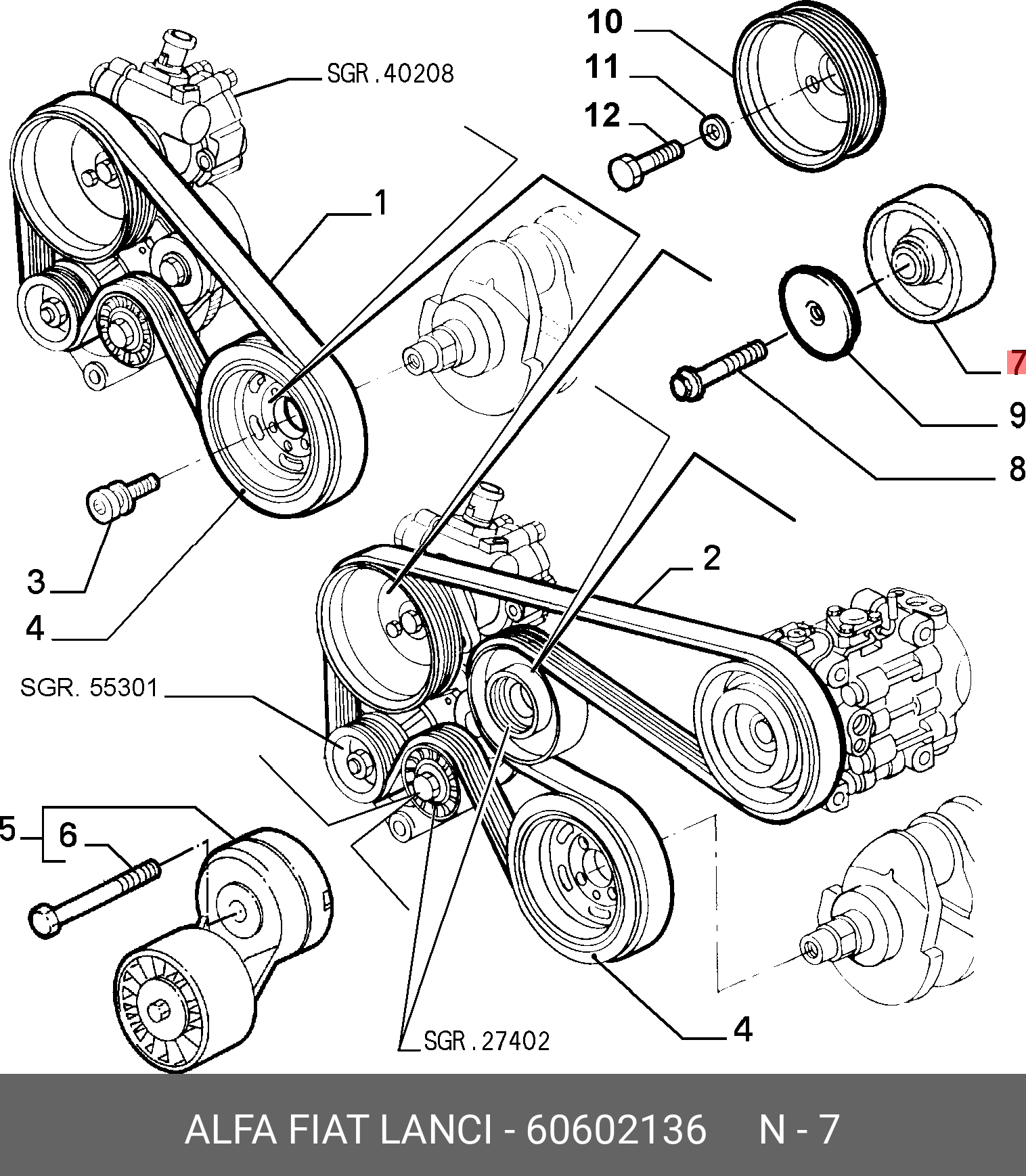 Промежуточный ролик поликлинового ремня - Fiat/Alfa/Lancia 60602136