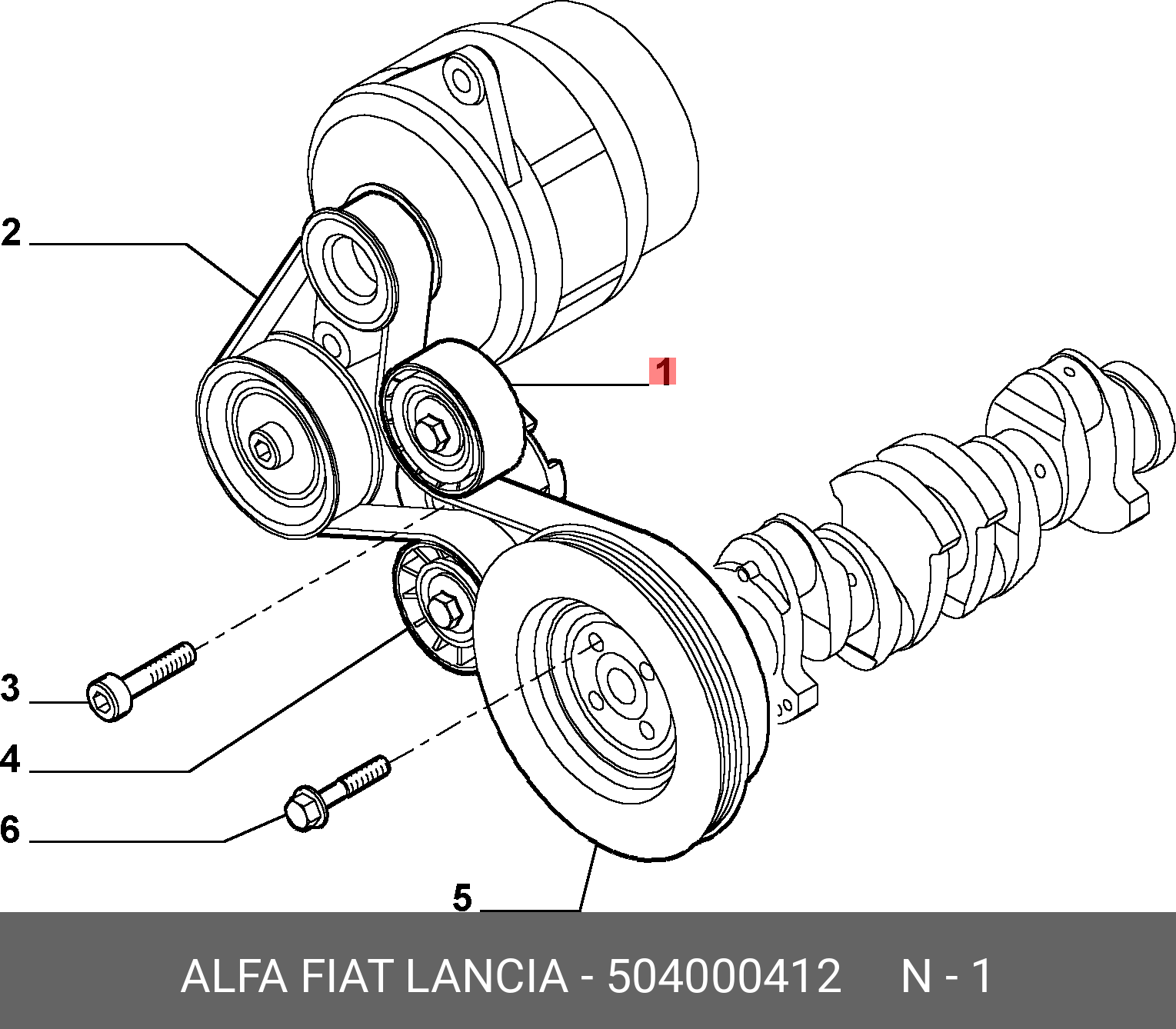 Ролик обводной приводного ремня - Fiat/Alfa/Lancia 504000412