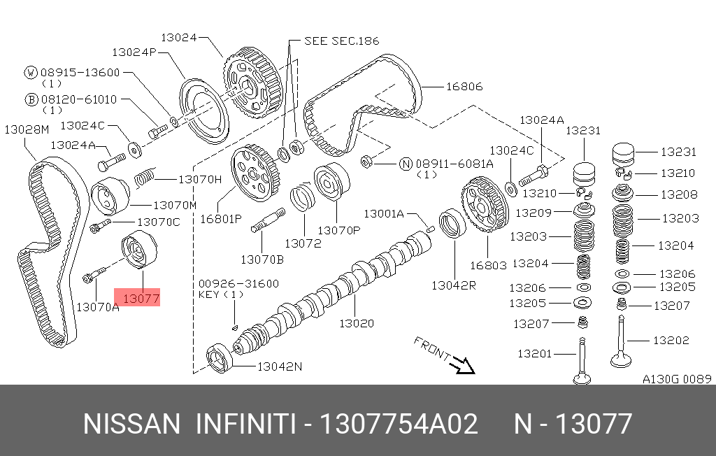 Ролик промежуточный ремня ГРМ - Nissan 13077-54A02