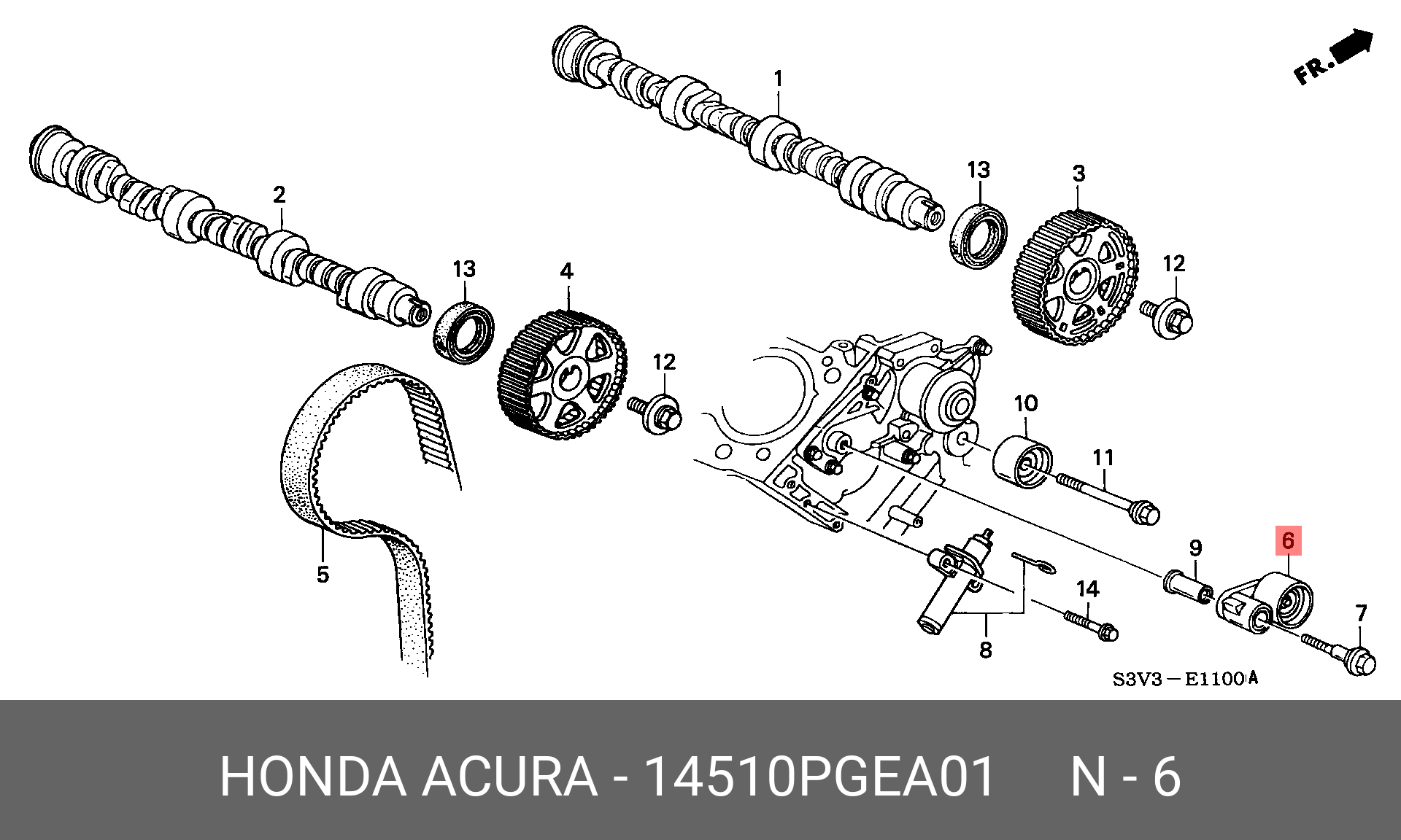 Ролик натяжной ГРМ - Honda 14510-PGE-A01